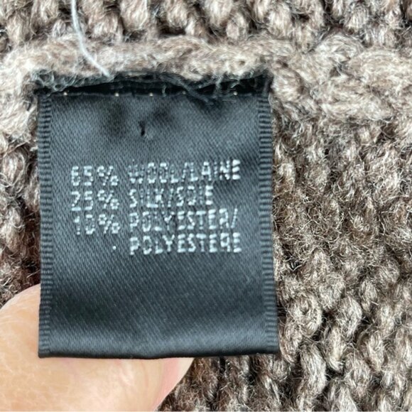 Lafayette 148 Chunky Fringe Trim Wool Brown Cozy Cardigan Sweater Size XL - Picture 3 of 6